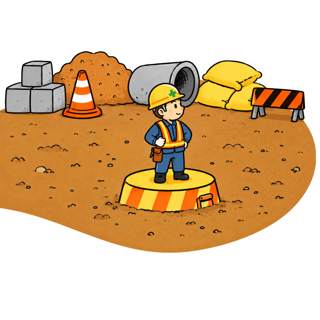 新しい一歩を踏み出す作業員のイラスト